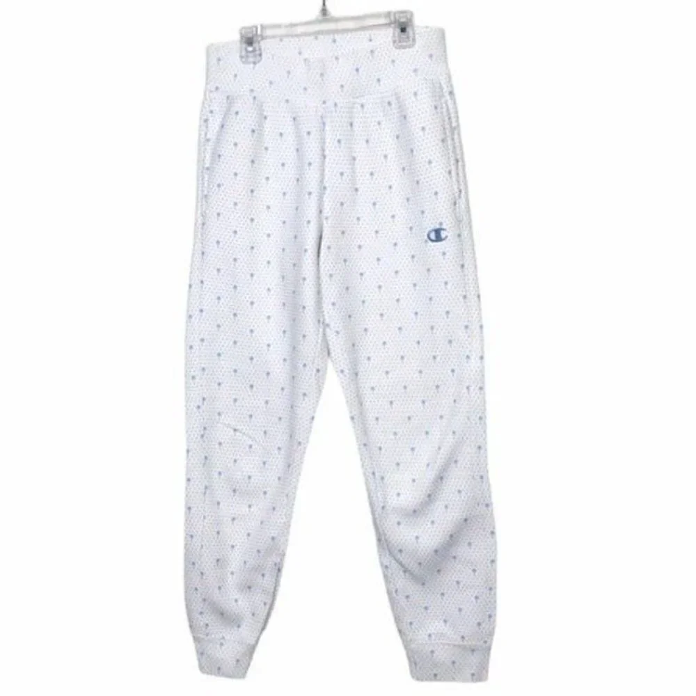 Champion HVN White Blue Palm Tree Sweatsuit Sweats and Sweatshirt Set Small